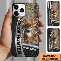 Maxcorners Buck Deer Hunter Camo Steel Style Personalized Name Phone Case (4 colors)