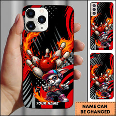 Maxcorners Fire Rabbit Bowling Strike Urban Cartoon Personalized Name Phone Case