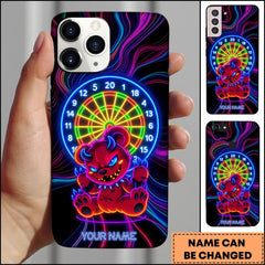 Maxcorners Neon Darts Demon Bear Dartboard Personalized Name Phone Case