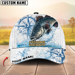 Maxcorners Fishing Outdoor Water Splash Compass Graphic Personalized Name 3D Cap (13 Options)