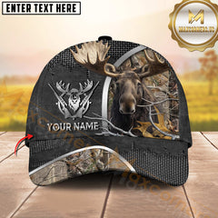 Maxcorners Deer Hunting Camouflage Buck Head Emblem Multi Options Personalized Name 3D Cap (6 Options)