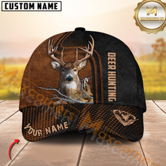 Maxcorners Deer Hunting Rustic Buck Face Halftone Design Multi Options Personalized Name 3D Cap (6 Options)