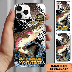 Maxcorners Salmon Fishing Bold Splash Graphic Personalized Name Phone Case