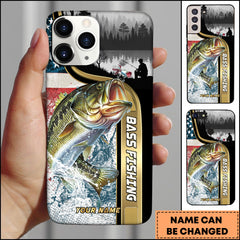Maxcorners Largemouth Bass Fishing Outdoor Lake Scene Personalized Name Phone Case