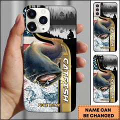 Maxcorners Catfish Fishing Outdoor Lake Scene Personalized Name Phone Case