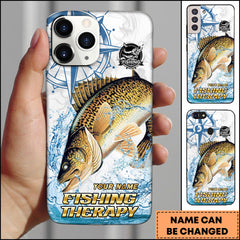 Maxcorners Walleye Fishing Therapy Water Splash Art Personalized Name Phone Case