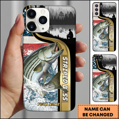 Maxcorners Striped Bass Fishing Outdoor Lake Scene Personalized Name Phone Case