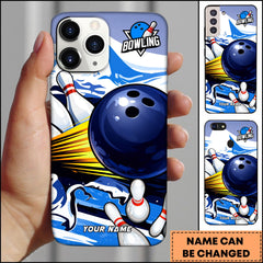 Maxcorners Bowling Ball Speed Splash Art Personalized Name Phone Case