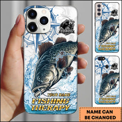 Maxcorners Catfish Fishing Therapy Water Splash Art Personalized Name Phone Case