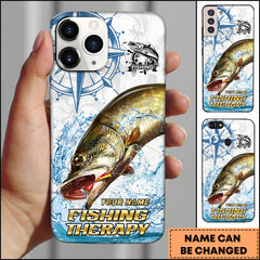 Maxcorners Pike Fishing Therapy Water Splash Art Personalized Name Phone Case