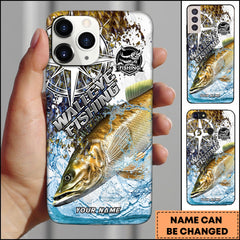 Maxcorners Walleye Fishing Scale Pattern Splash Art Personalized Name 3D Phone Case