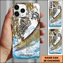 Maxcorners Pike Fishing Scale Pattern Splash Art Personalized Name 3D Phone Case