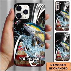 Maxcorners Tuna Fishing American Flag Splash Art Personalized Name Phone Case TU1601