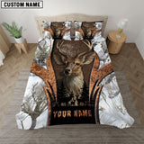 Maxcorners White Camo Deer Hunter Nature Personalized Name Bedding Set 3D All Over Printed