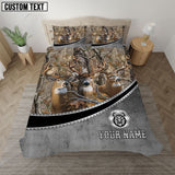 Maxcorners Deer Forest Hunting Scene Grass Brown Personalized Name Bedding Set 3D All Over Printed