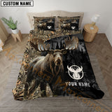 Maxcorners Moose Hunting Forest Grass Brown Personalized Name Bedding Set 3D All Over Printed