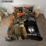Maxcorners Deer Hunting Forest Orange Personalized Name Bedding Set 3D All Over Printed