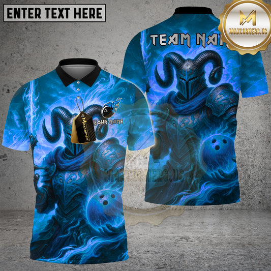 Maxcorners Bowling Fire Demon Ram Warrior Multicolor Options Personalized Name, Team Name 3D Shirt (4 Colors)