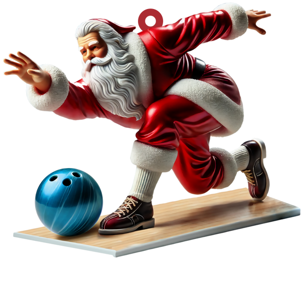 Maxcorners Santa Bowling, Personalize Bowling Ornament, Christmas Gift For Bowling Lovers