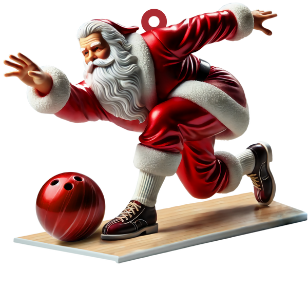 Maxcorners Santa Bowling, Personalize Bowling Ornament, Christmas Gift For Bowling Lovers