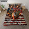 Maxcorners Buck Deer American Flag Rustic Burning Heart Cut-Out Personalized Name Bedding Set 3D All Over Printed