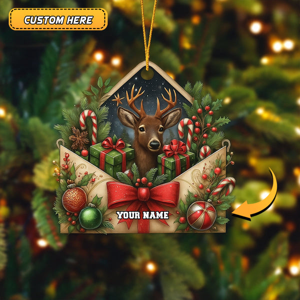 Maxcorners Hunting Christmas Gifts Envelope Personalized Name Ornament (6 Options)