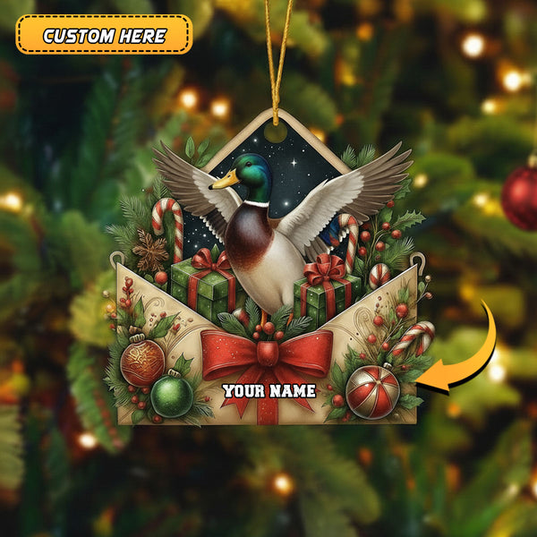 Maxcorners Hunting Christmas Gifts Envelope Personalized Name Ornament (6 Options)