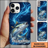 Maxcorners Electric Blue Lightning Splash Custom Name Fishing Phone Case