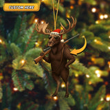 Maxcorners Custom Name Santa Hunting Ornament, Funny Hunter Christmas Tree Decoration