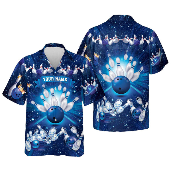 MaxCorners Bowling And Pins FunnyCustomized Name, Team Name 3D Hawaiian Shirt