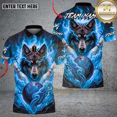 Maxcorners Bowling Inferno Wolf Strike Flame Multi Options Personalized Name, Team Name Unisex 3D Shirt (4 Colors)