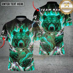 Maxcorners Bowling Thunder Bear Lightning Rage Multi Options Personalized Name, Team Name Unisex 3D Shirt (4 Colors)