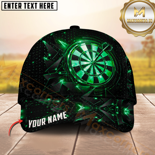 Maxcorners Darts Neon Blue Tech Dartboard Futuristic Powerful Multicolor Option Personalized Name 3D Cap