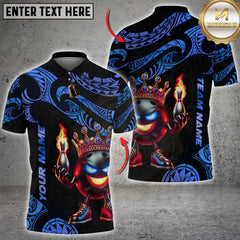 Maxcorners Bowling Tribal Fire King Graphic Multi Options Personalized Name, Team Name Unisex 3D Shirt (4 Colors)