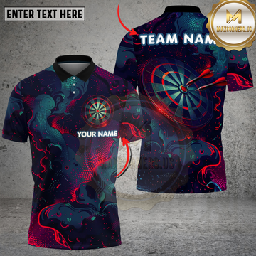 Maxcorners Darts Abstract Galaxy Dartboard Neon Space Art Futuristic Style Multi Options Personalized Name Team Name Unisex 3D Shirt (4 Colors)