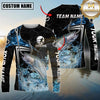 Maxcorners Fishing Black Blue Wave Scale Pattern Custom Name & Team Name 3D Shirts