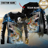 Maxcorners Fishing Black Blue Wave Scale Pattern Custom Name & Team Name 3D Shirts