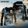 Maxcorners Fishing Black Blue Wave Scale Pattern Custom Name & Team Name 3D Shirts