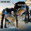 Maxcorners Fishing Black Blue Wave Scale Pattern Custom Name & Team Name 3D Shirts
