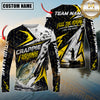 Maxcorners Fishing Yellow Thunder Hexagonal Splatter Custom Name & Team Name 3D Shirts
