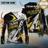Maxcorners Fishing Yellow Thunder Hexagonal Splatter Custom Name & Team Name 3D Shirts