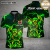Maxcorners Bowling Neon Green Lightning Skeleton Street Art Multi Options Personalized Name, Team Name Unisex 3D Shirt (4 Colors)