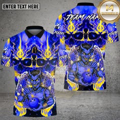 Maxcorners Bowling Inferno Skull Flaming Bowling Ball Design Multi Options Personalized Name, Team Name Unisex 3D Shirt (4 Colors)