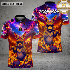 Maxcorners Bowling Fire Rebel Bunny Galaxy Multi Options Personalized Name, Team Name Unisex 3D Shirt (4 Colors)