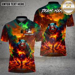 Maxcorners Bowling Fire Panda Apocalypse Strike Design Multi Options Personalized Name, Team Name Unisex 3D Shirt (4 Colors)