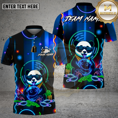 Maxcorners Bowling Neon Panda Money Style Multi Options Personalized Name, Team Name Unisex 3D Shirt (4 Colors)