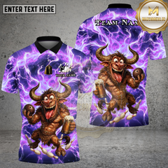 Maxcorners Bowling Electric Minotaur Lightning Multi Options Personalized Name, Team Name Unisex 3D Shirt (4 Colors)