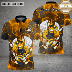 Maxcorners Bowling Honeycomb Bee Muscle Graphic Multi Options Personalized Name, Team Name Unisex 3D Shirt (4 Colors)