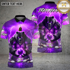 Maxcorners Bowling Electric Bear Lightning Energy Multi Options Personalized Name, Team Name Unisex 3D Shirt (4 Colors)