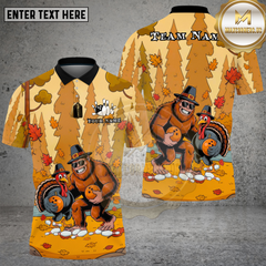 Maxcorners Bowling Autumn Bigfoot Turkey Fun Multi Options Personalized Name, Team Name Unisex 3D Shirt (4 Colors)